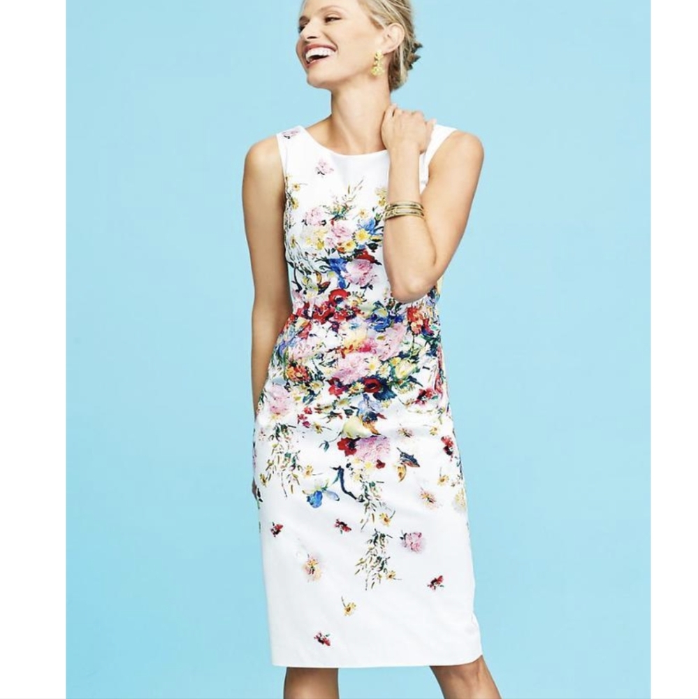 Talbots Cape Bouquets Sheath Dress 12